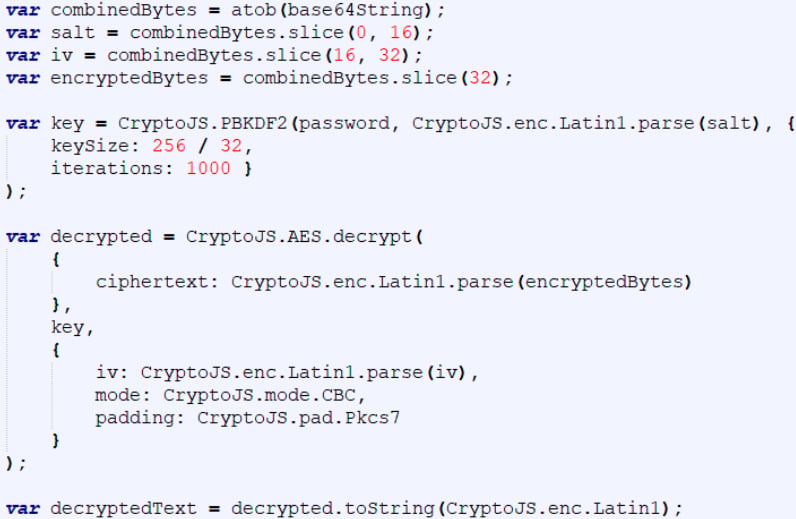 AES encryption implementation in JavaScript