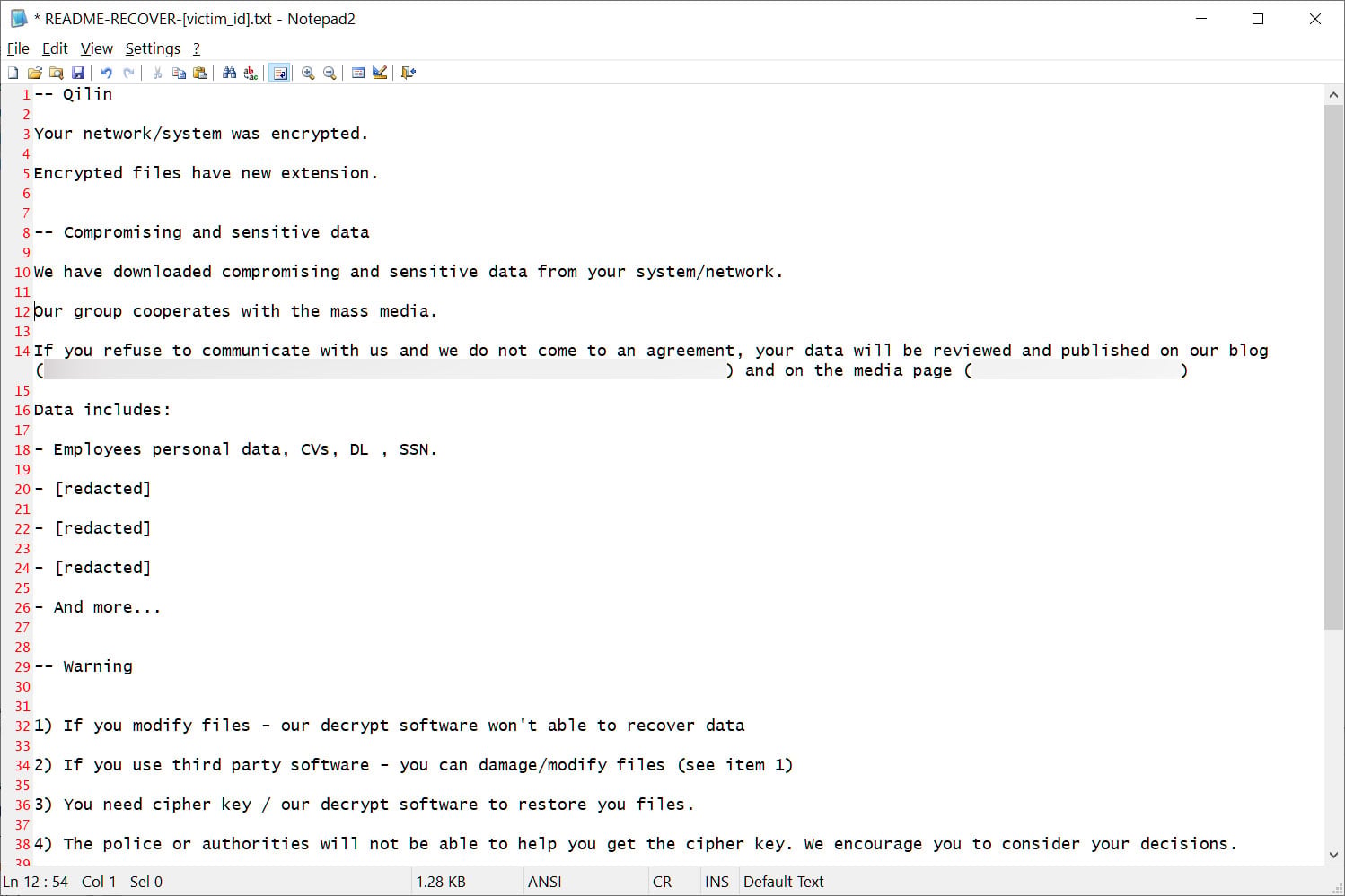 Qilin ransom note